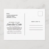 Sparks fliegen Typografie Hochzeit speichern das D Ankündigungspostkarte (Rückseite)