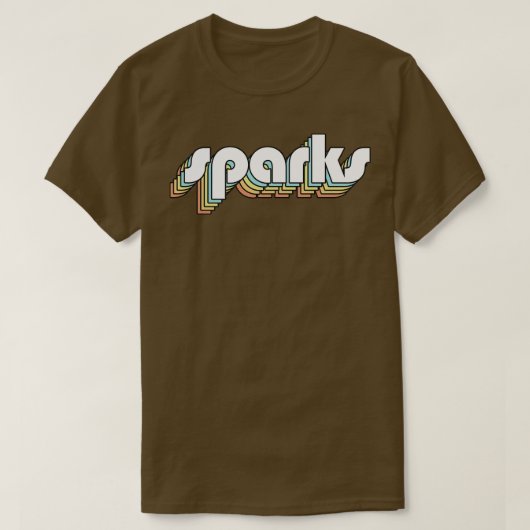 Sparks Retro Rainbow Typografie Faded Style T-Shirt (Design vorne)