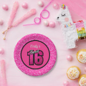 Sparks Rosa Glitzer Pappteller (Party)