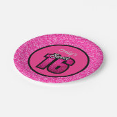Sparks Rosa Glitzer Pappteller (Schrägansicht)