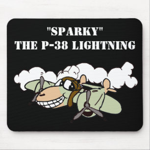 "Sparky" der Blitzlicht-Cartoon P-38 Mousepad