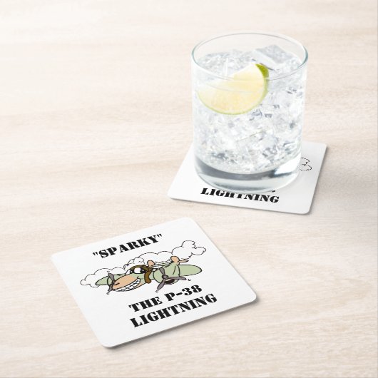 "Sparky" der Cartoon P-38 Blitze Rechteckiger Pappuntersetzer (Vor Ort)