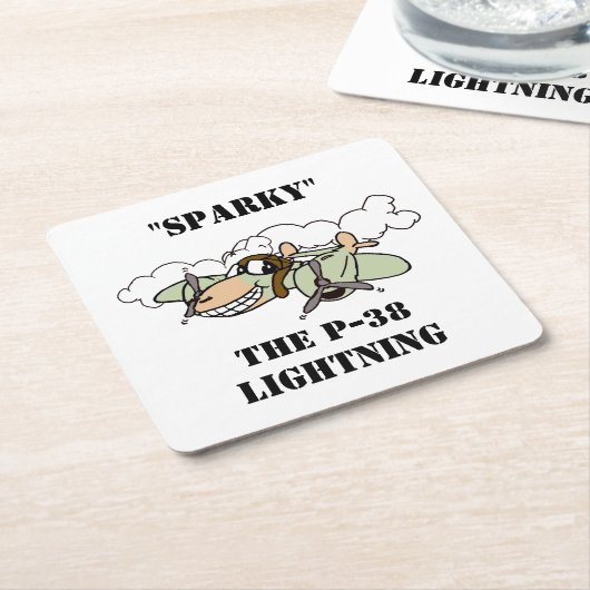 "Sparky" der Cartoon P-38 Blitze Rechteckiger Pappuntersetzer (angewinkelt)