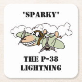 "Sparky" der Cartoon P-38 Blitze Rechteckiger Pappuntersetzer (Vorderseite)
