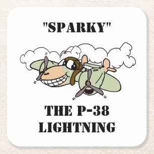 "Sparky" der Cartoon P-38 Blitze Rechteckiger Pappuntersetzer