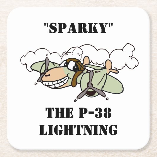 "Sparky" der Cartoon P-38 Blitze Rechteckiger Pappuntersetzer (Vorderseite)
