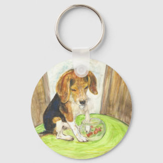 Sparky in der Fischschale Schlüsselanhänger