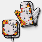 Sparky Oven Mitt and Pot Holding Set (Vorderseite/Rückseite)