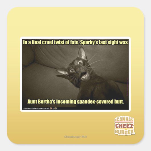 Sparkys letzter Blick Quadratischer Aufkleber (Vorderseite)