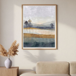 Spärliche Bäume Horizont Minimal Abstrakt Landscha Poster