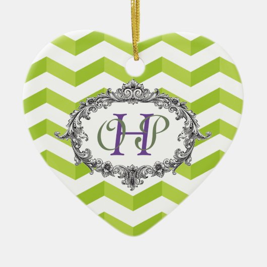 Sparren und ovaler Rahmen mit Monogramm Keramik Ornament (Vorne)