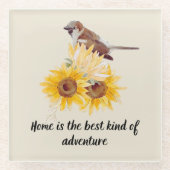 Sparroe Bird & Floral mit Zitat-Untersetzer Glasuntersetzer (Vorderseite)