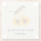 Sparroe Bird & Floral mit Zitat-Untersetzer Glasuntersetzer (Rückseite)
