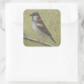 Sparrow 2008 quadratischer aufkleber (Tasche)