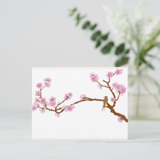 Sparrow auf Baum 4 - Postkarte (Stehend Vorderseite)