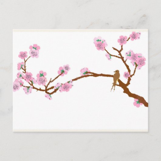 Sparrow auf Baum 4 - Postkarte (Vorderseite)