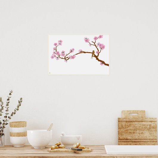 Sparrow auf Baum Poster (Küche)