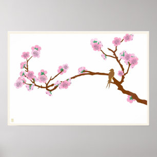 Sparrow auf Baum Poster