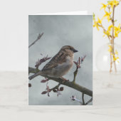 Sparrow auf Branch-Foto Karte (Gelbe Blume)
