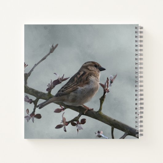 Sparrow auf Branch-Foto Notizblock (Rückseite)