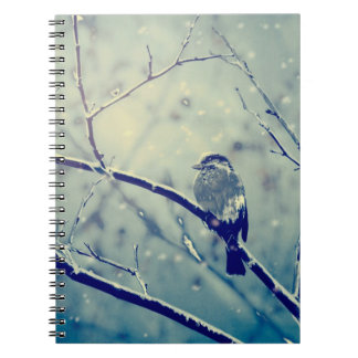 Sparrow auf dem verschneiten Zweig Notizblock