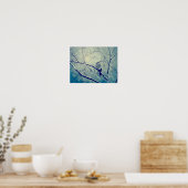 Sparrow auf dem verschneiten Zweig Poster (Küche)