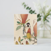 Sparrow auf der blühenden Magnolia-Zweigstelle von Postkarte (Stehend Vorderseite)