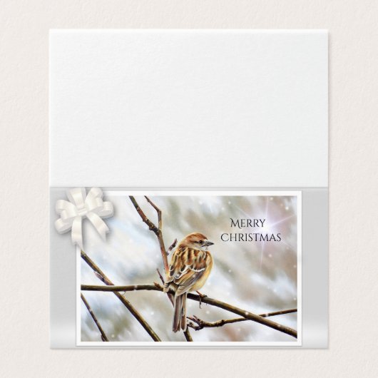 Sparrow auf einem Zweig - Frohe Weihnachten (Außenseite Aufgefaltet)