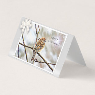 Sparrow auf einem Zweig - Frohe Weihnachten