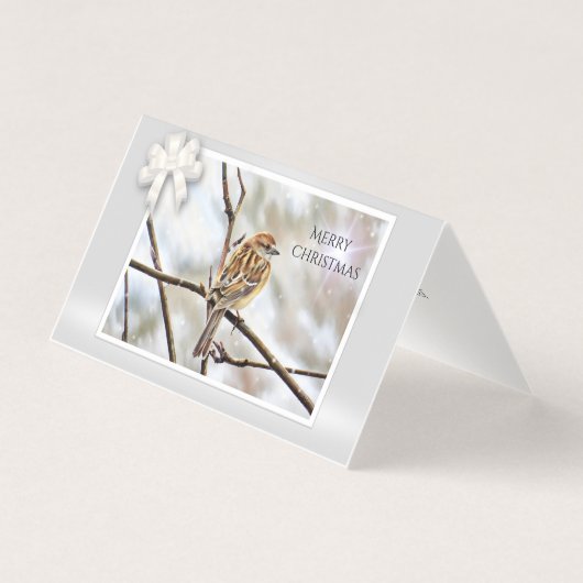 Sparrow auf einem Zweig - Frohe Weihnachten (Vorderseite)