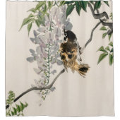 Sparrow auf einer Zweigniederlassung von Kōno Bair Duschvorhang (Vorderseite)