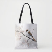Sparrow auf Frühjahrszweig Tasche (Vorderseite)
