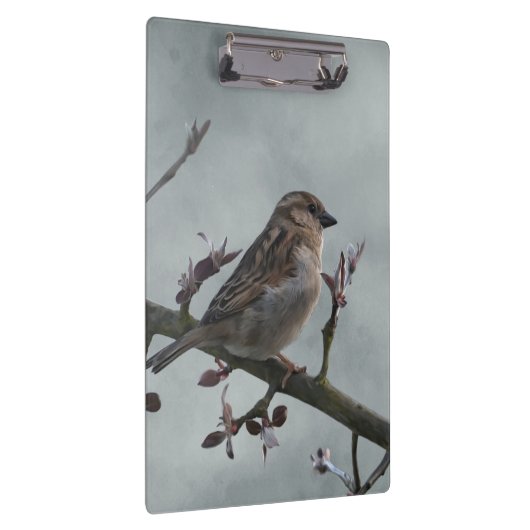 Sparrow auf Zweig Klemmbrett (Rechts)