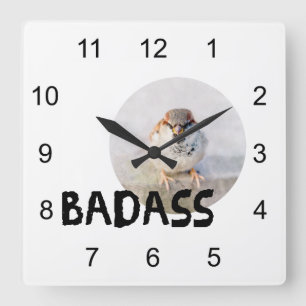 Sparrow - Badass Quadratische Wanduhr