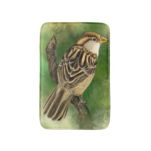 Sparrow Bath Mat Niedlich Bird Badematte (Vorderseite Vertikal)
