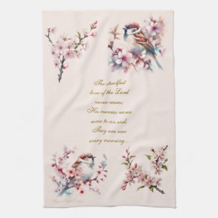 Sparrow-Bibelvers Blush Pink anpassbar 2 Geschirrtuch