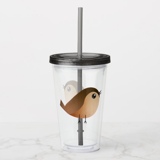 Sparrow Bird-Cartoon Acryltrinkbecher (Vorderseite)