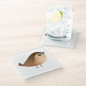 Sparrow Bird-Cartoon Glasuntersetzer (Schrägansicht)
