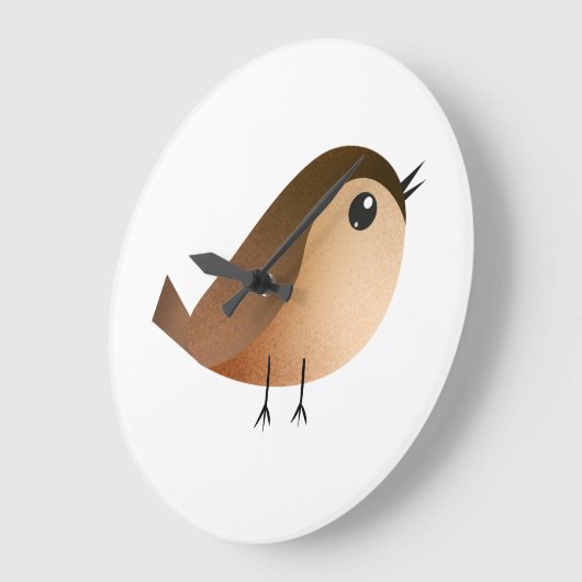 Sparrow Bird-Cartoon Große Wanduhr (Winkel)