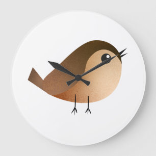 Sparrow Bird-Cartoon Große Wanduhr