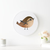 Sparrow Bird-Cartoon Große Wanduhr (Zuhause)
