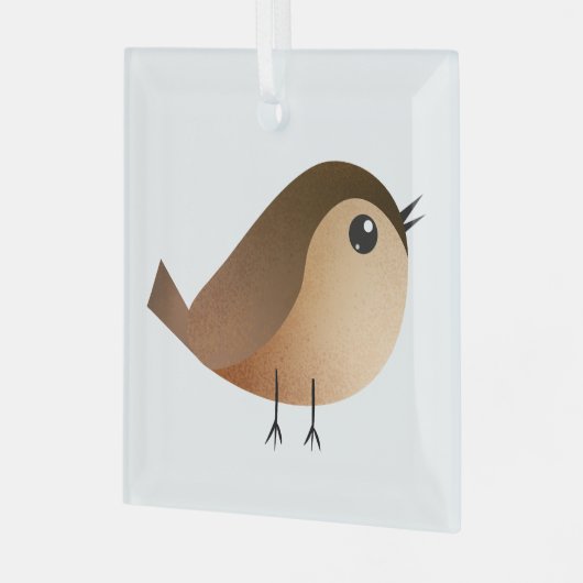 Sparrow Bird-Cartoon Ornament Aus Glas (Vorderseite links)