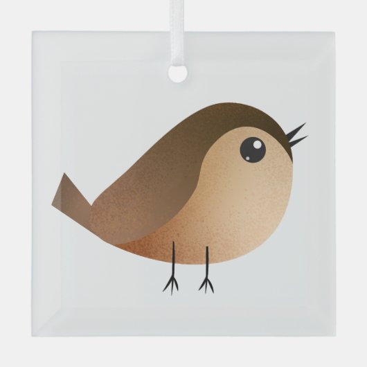 Sparrow Bird-Cartoon Ornament Aus Glas (Vorderseite)