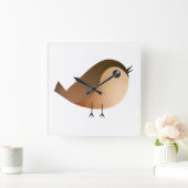 Sparrow Bird-Cartoon Quadratische Wanduhr (Zuhause)