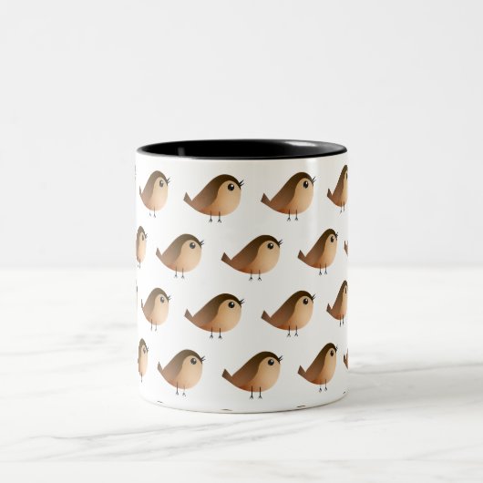 Sparrow Bird-Cartoon Zweifarbige Tasse (Mittel)