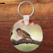 Sparrow Bird in Tree Schlüsselanhänger (Vorderseite)