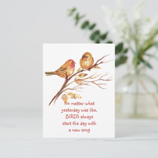 Sparrow Bird inspirierendes Zitat Postkarte (Stehend Vorderseite)