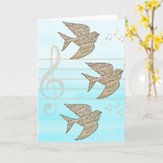 Sparrow Bird Music Blue Sky Karte