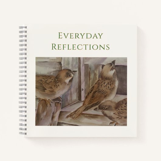 Sparrow Bird Notebook | Nature Journal Gift | NZ Notizblock (Vorderseite)