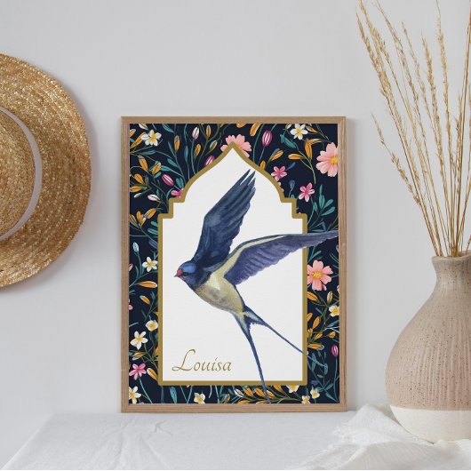 Sparrow Bird Woodland Meadow Maximalist Poster